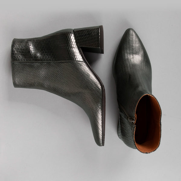 Esska Lorna Metallic Smoke Mid Heel Boot