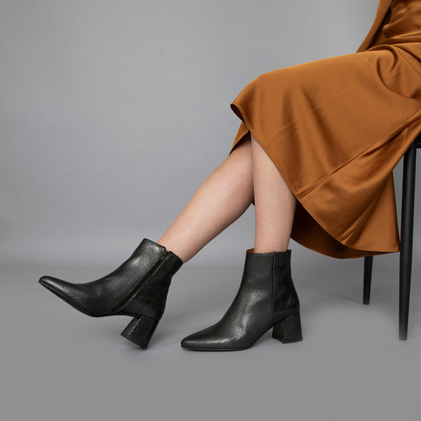 esska Lorna Metallic Smoke Mid Heel Boot