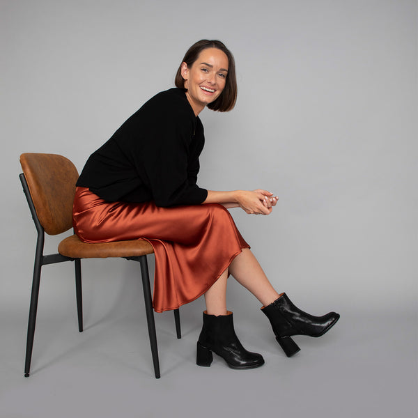 esska Mariana Black Metallic High Heel Boot