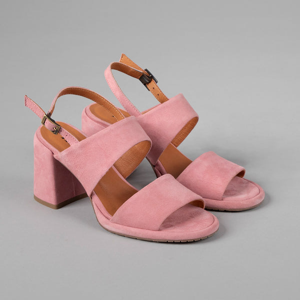 Esska Maribex Pink Suede Mid Heel Sandal