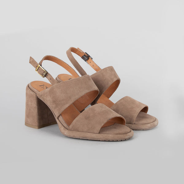 Esska Maribex Taupe Suede Mid Heel Sandal