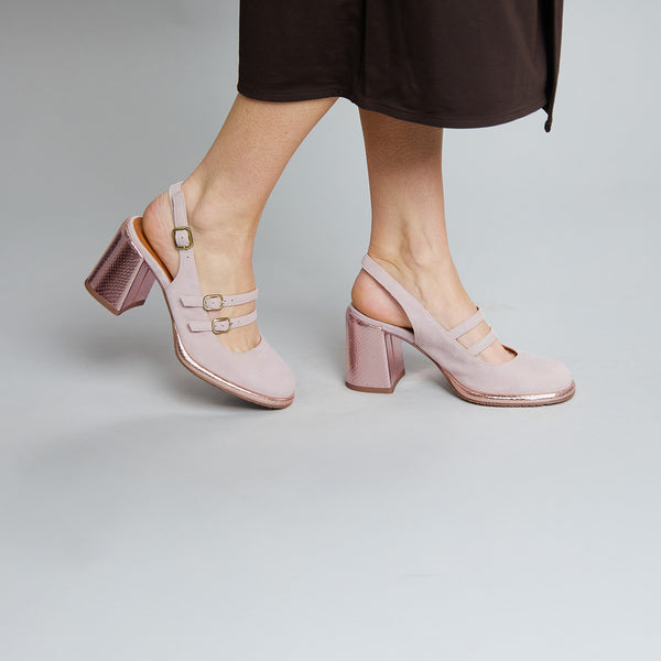 esska Mariella Dusty Pink Mid Heel Shoe