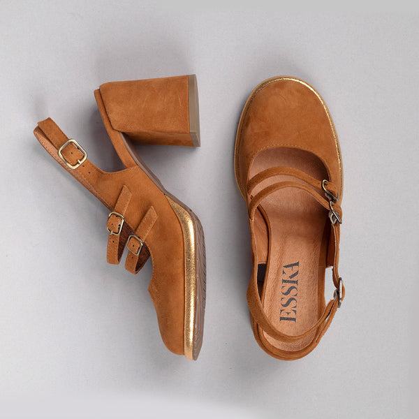 Esska Mariella Tan Mid Heel Shoe