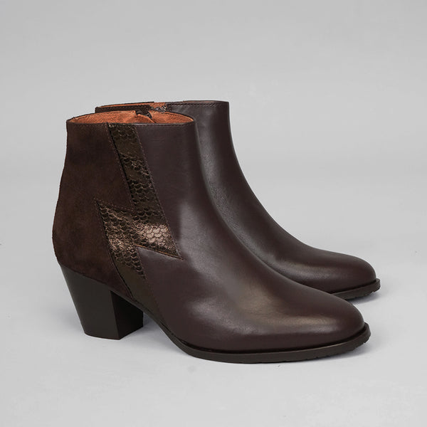 Esska Mash Dark Brown Ankle Mid Heel Boot
