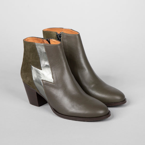 Esska Mash Khaki Mid Heel Boot