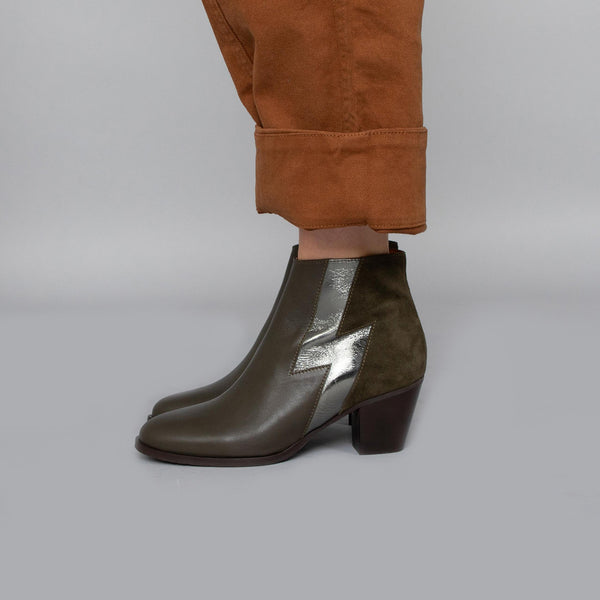 Esska Mash Khaki Mid Heel Boot