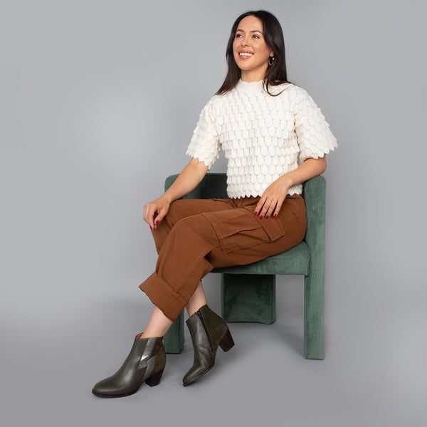 esska Mash Khaki Mid Heel Boot