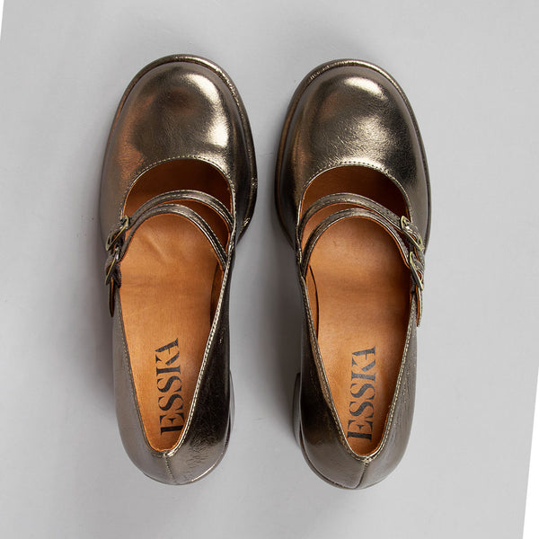 Esska Maya Metallic Mid Heel Shoe