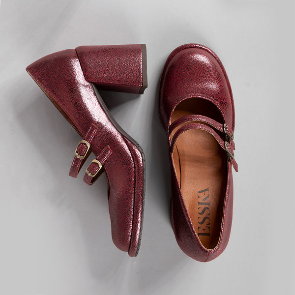 Esska Maya Vegan Wine Mid Heel Shoe