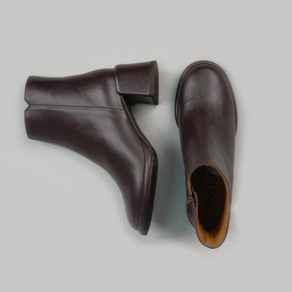 Esska Mona Dark Brown Low Heel Ankle Boot