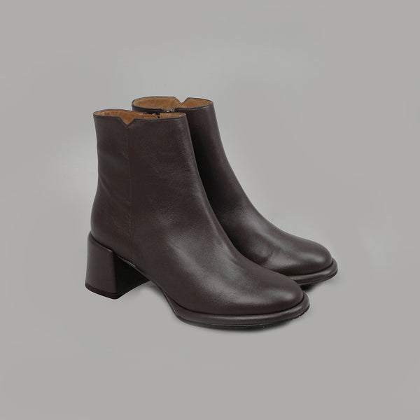esska Mona Dark Brown Low Heel Ankle Boot