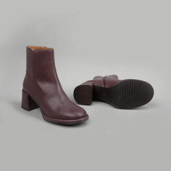 Esska Mona Vegan Burgundy Low Heel Ankle Boot