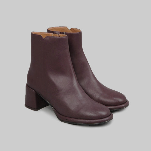 esska Mona Vegan Burgundy Low Heel Ankle Boot