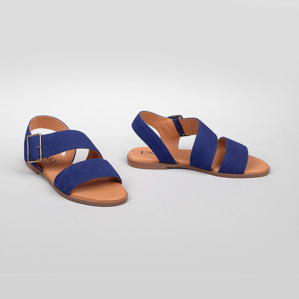 Esska Nicole Ink Blue Flat Sandal