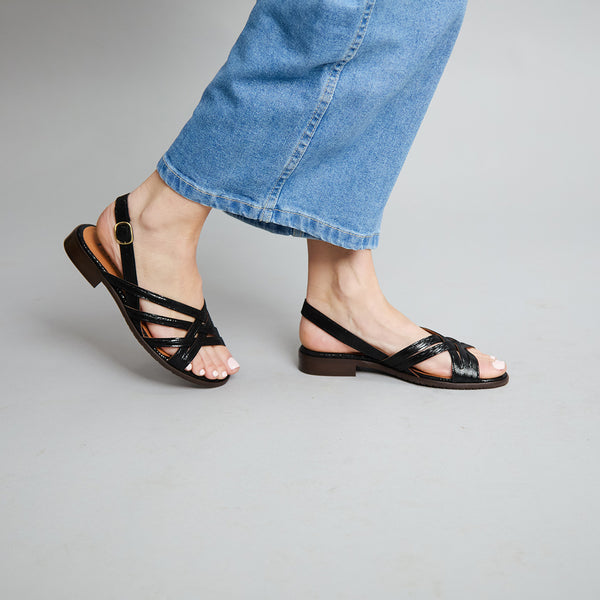 Esska Niki Metallic Black Flat Sandal
