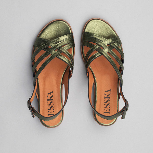 Esska Niki Metallic Green Flat Sandal