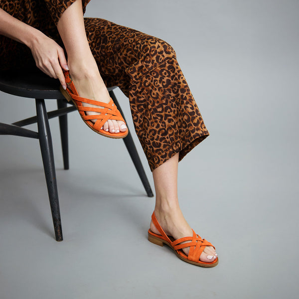 esska Niki Orange Flat Sandal