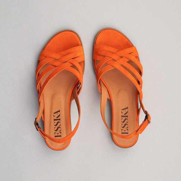 Esska Niki WIDE Orange Flat Sandal