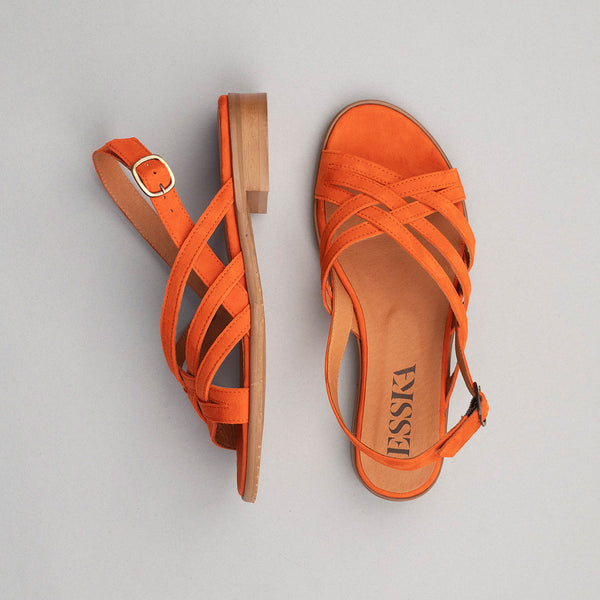 Esska Niki WIDE Orange Flat Sandal