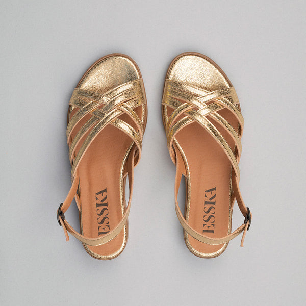 Esska Niki WIDE Vegan Gold Flat Sandal