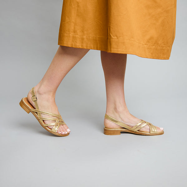 Esska Niki WIDE Vegan Gold Flat Sandal