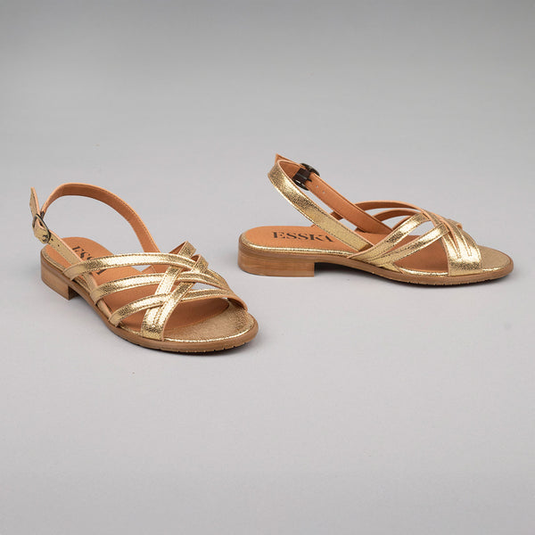 Esska Niki WIDE Vegan Gold Flat Sandal