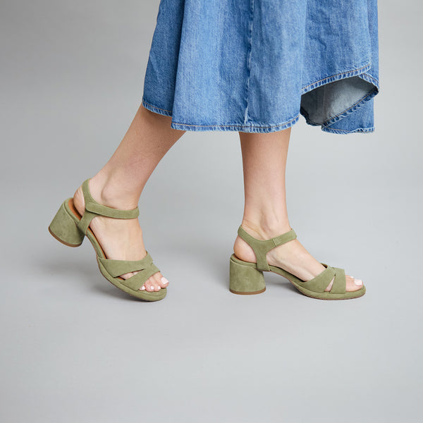 esska Olivia Green Low Heel Sandal
