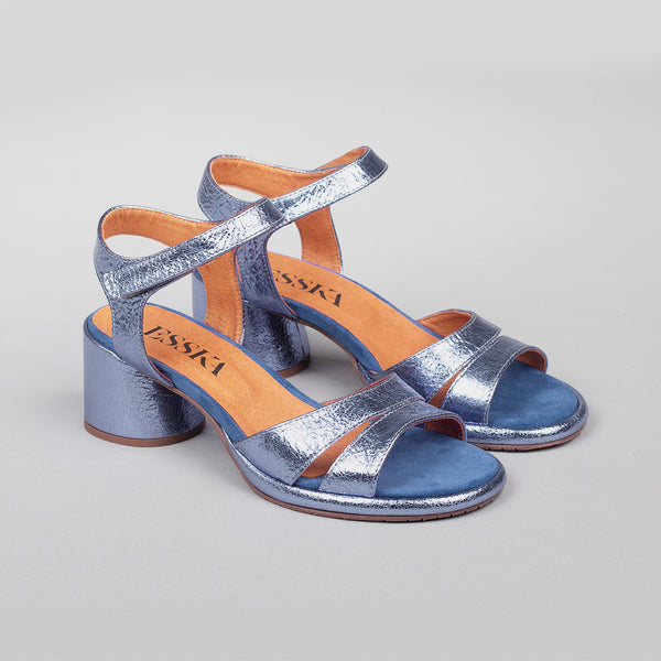 Esska Olivia Metallic Indigo Low Heel Sandal