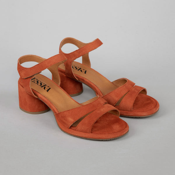 Esska Olivia Rust Suede Low Heel Sandal