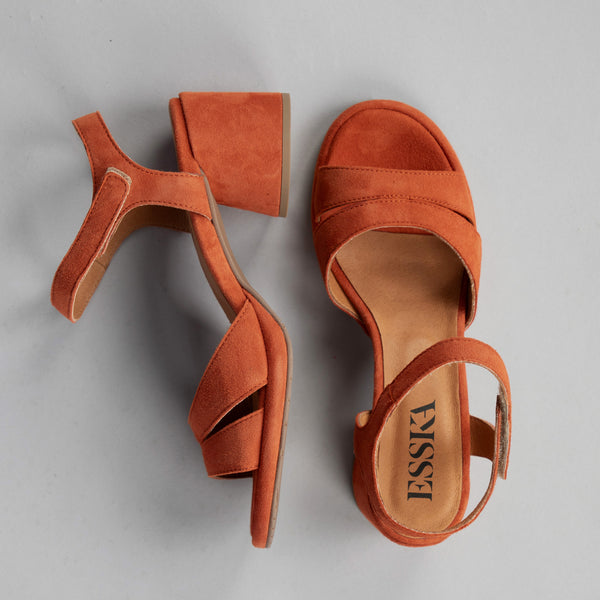 Esska Olivia Rust Suede Low Heel Sandal