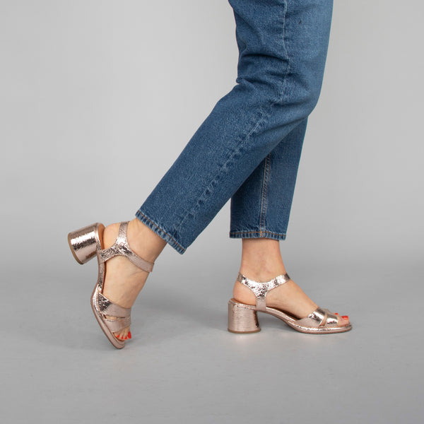 Esska Olivia Taupe Metallic Low Heel Sandal