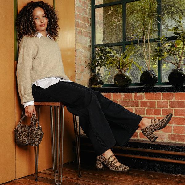 esska Paris Leopard Mid Heel Shoe