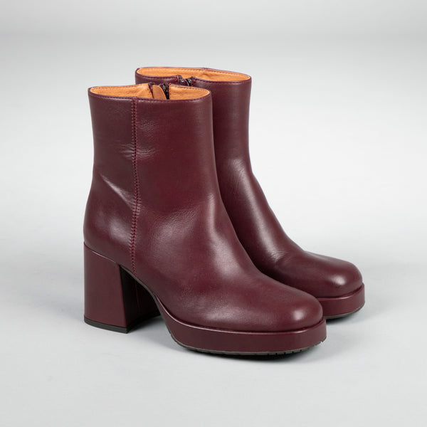 Esska Sassy Wine Platform Heeled Ankle Boots