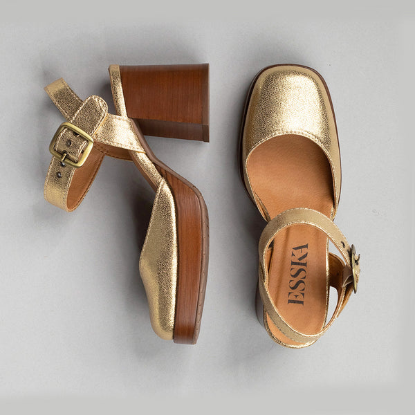 Esska Selena Gold Mid Heel Shoe