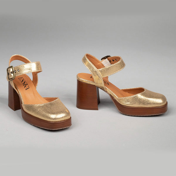 Esska Selena Gold Mid Heel Shoe