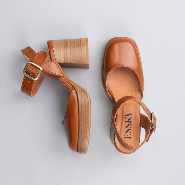 Esska Selena Tan Mid Heel Shoe