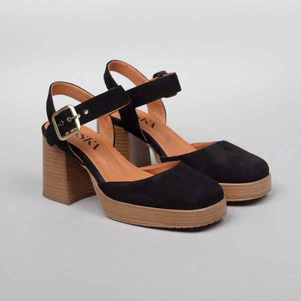 Esska Selena WIDE Black Mid Heel Shoe