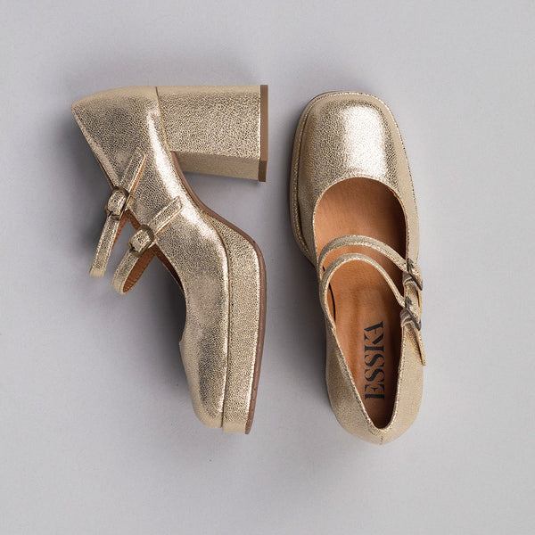 Esska Sienna Vegan Platinum Mid Heel Shoe