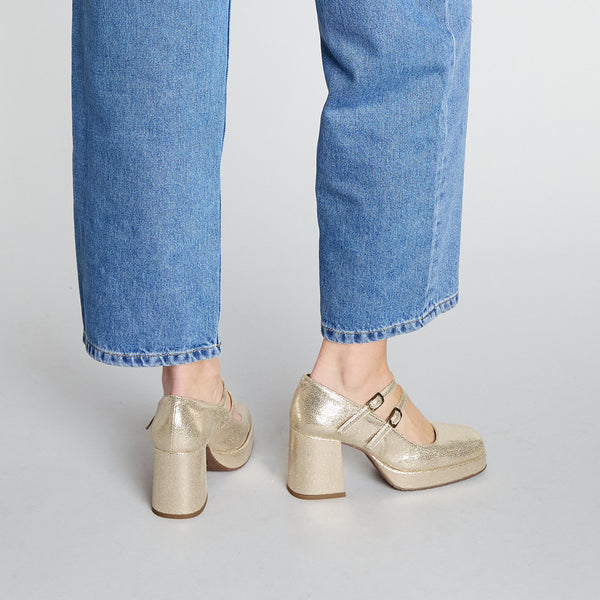 Esska Sienna Vegan Platinum Mid Heel Shoe