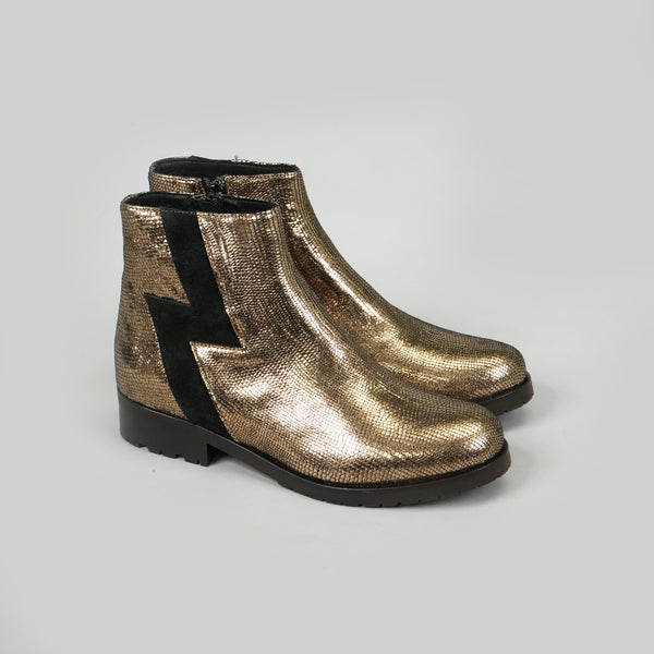 Esska Tatiana Onyx Flat Metallic Ankle Boots