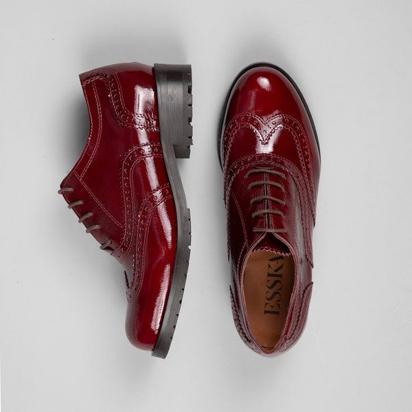 Esska Tess Wine Patent Flat Shoe