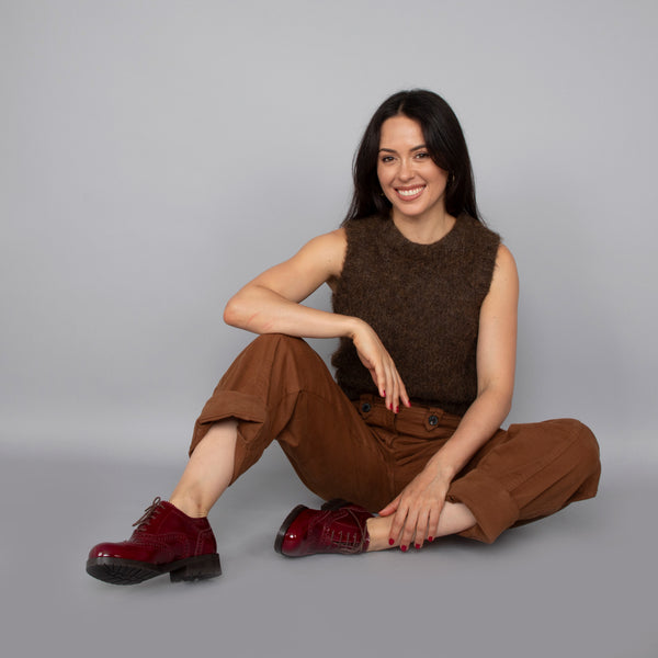 esska Tess Wine Patent Flat Shoe