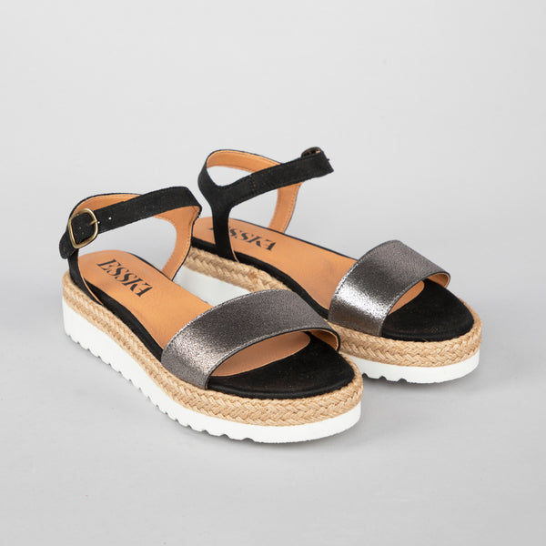 Esska Uma Vegan Anthracite Flat Platform Sandal