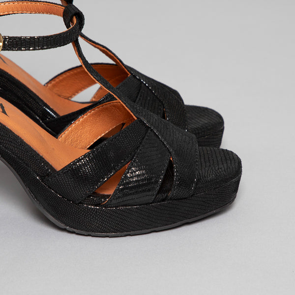 Esska Valerie Black Metallic High Heel Sandal