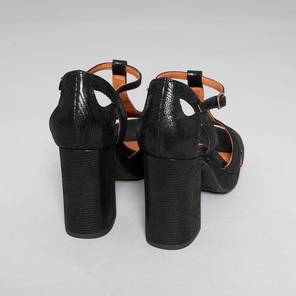 Esska Valerie Black Metallic High Heel Sandal