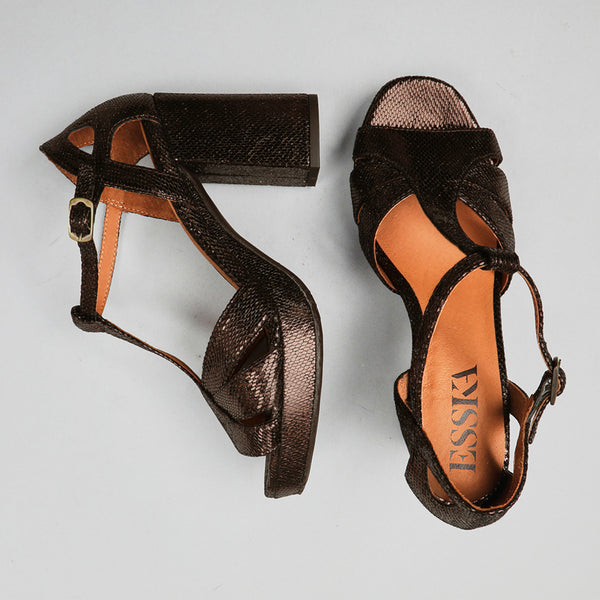 Esska Valerie Metallic Dark Brown High Heel Sandal