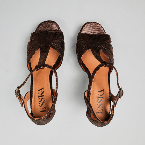 Esska Valerie Metallic Dark Brown High Heel Sandal