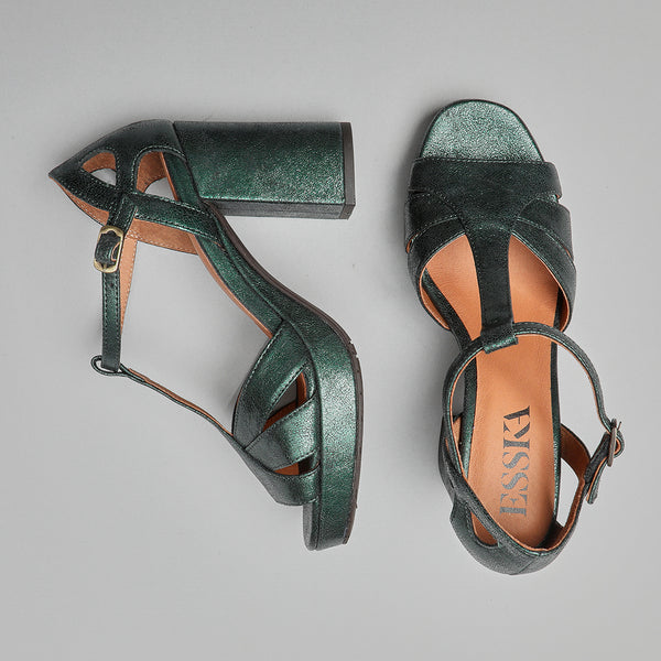 Esska Valerie Metallic Green High Heel Sandal