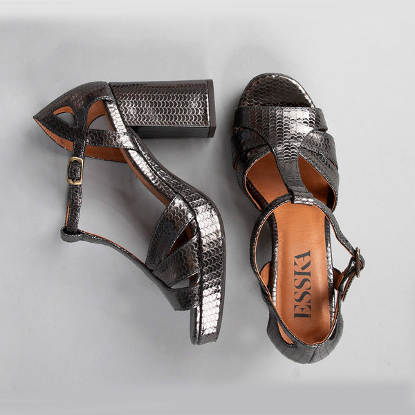 Esska Valerie Smoke Metallic High Heel Sandal