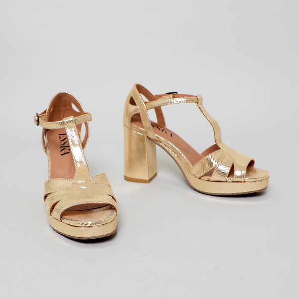 Esska Valerie WIDE Light Gold High Heel Sandals